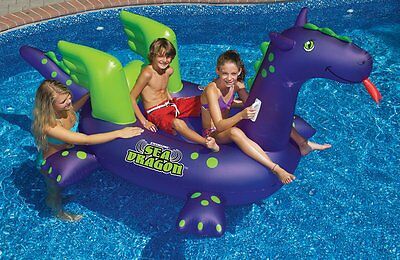 Swimline 90625 Swimming Pool Kids Giant Rideable Sea Dragon Inflatable Float Toy
