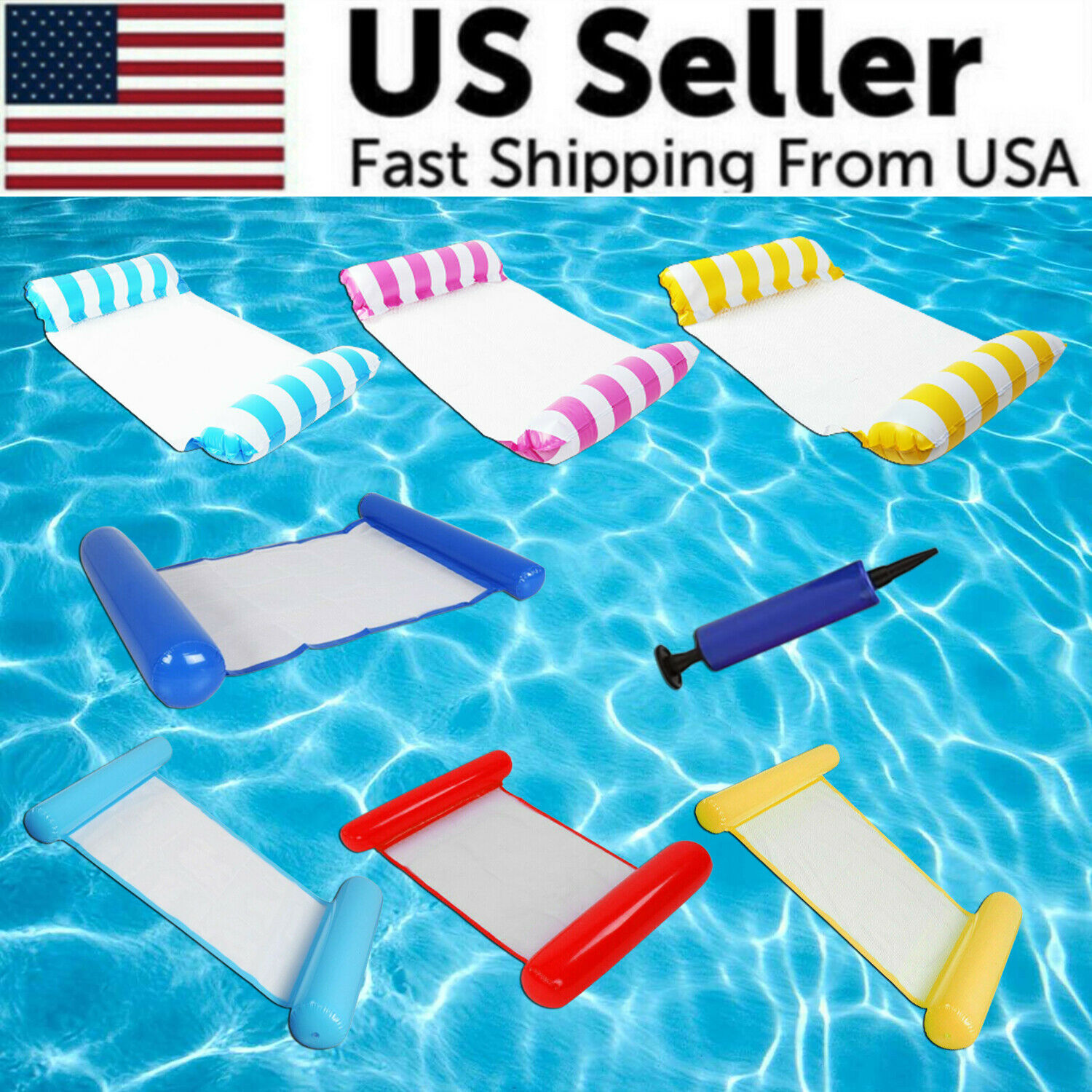Inflatable Swimming Float Water Hammock Floating Pool Summer Beach Lounge Bed