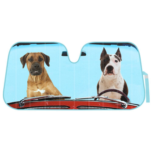2 Dogs Auto Sun Shade For Car Suv Truck Foil Jumbo Folding Accordion Windshield