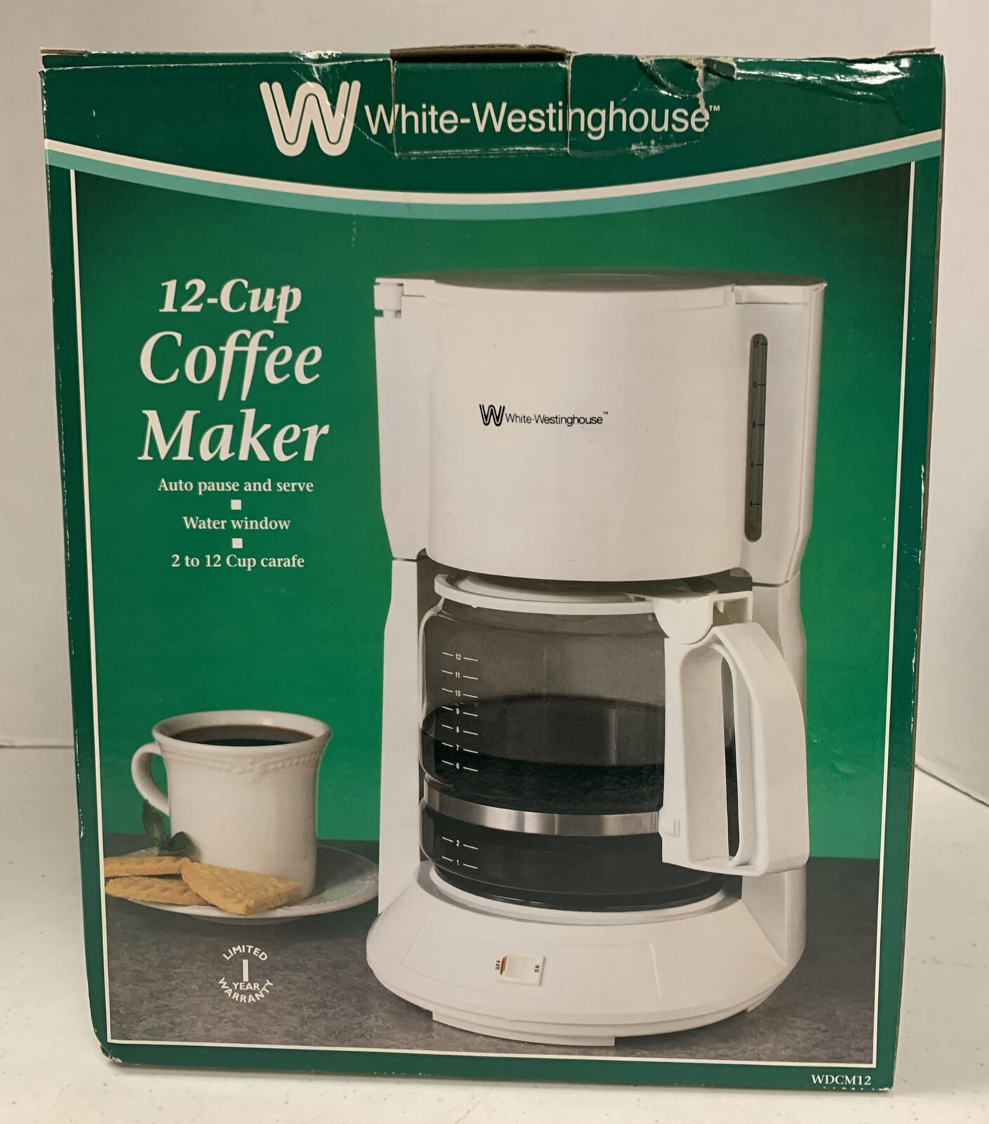 Westinghouse White 12 Cup Coffee Pot Maker With Grinder Timer Auto Shut Off New