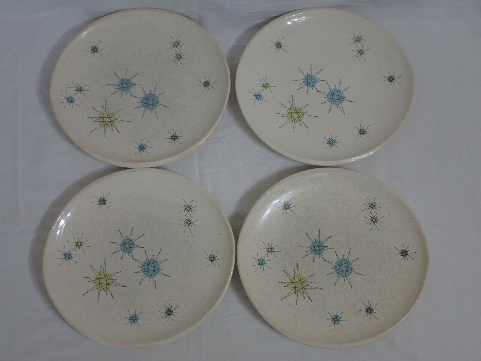 Vintage Mcm Franciscan Gladding Mcbean Atomic Starburst (4) Oval Dinner Plates